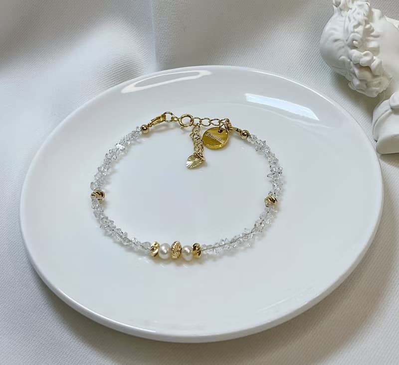 【嚴選】赫基蒙鑽  珍珠手鍊(細鍊)