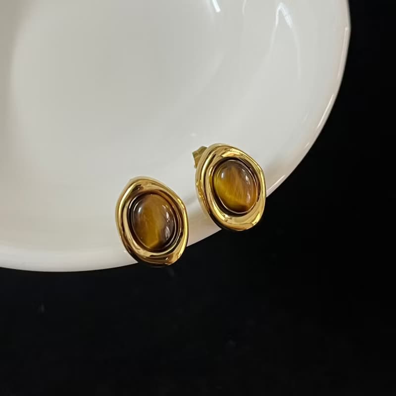 秋冬新款 天然虎眼石項鍊 耳環 鎖骨鏈疊戴 內在力量與守護
