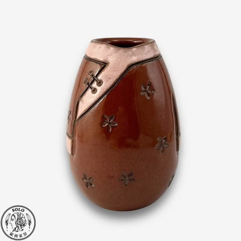 SOLO歐洲家居-手工台灣陶 古樸典雅小花器 13cm 花盆 擺件
