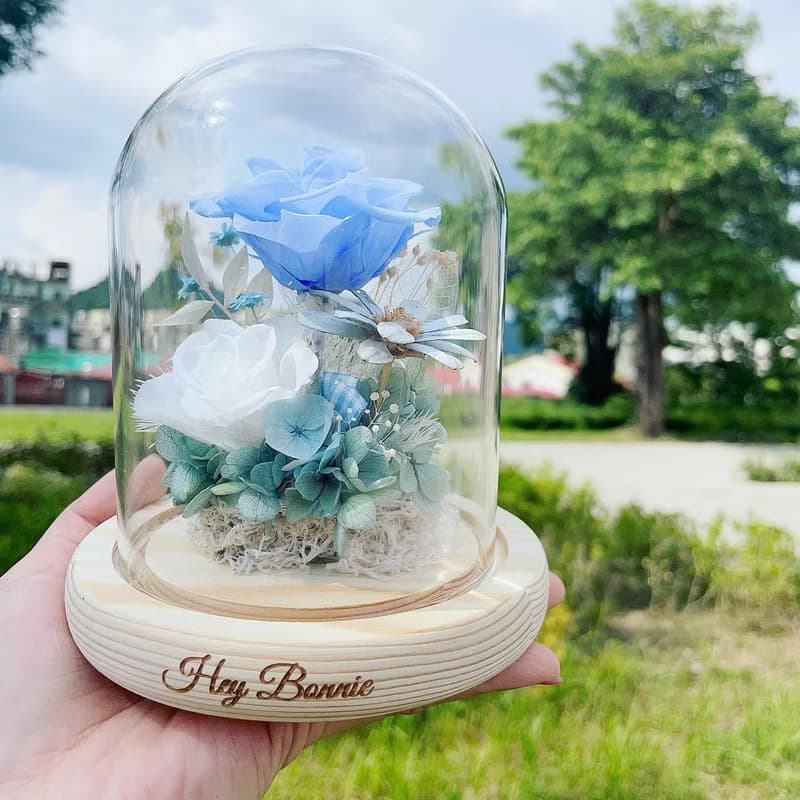 浪漫滿分 爆款精緻永生花玻璃罩 永生花小夜燈 情人節禮物 聖誕節