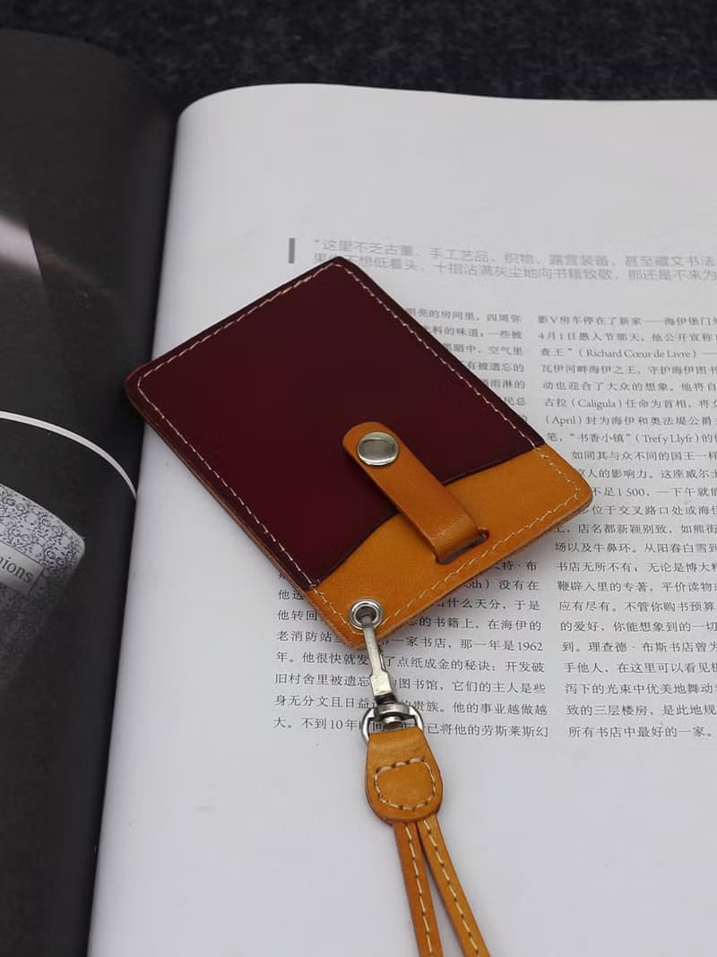 真皮 復古拼色掛頸卡套 直式