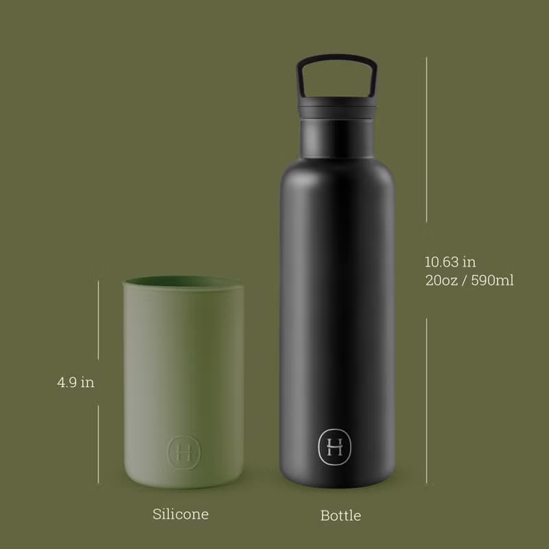 美國HYDY時尚保溫水瓶 CinCin Black系列 | 海藻綠-黑瓶 - 590ml