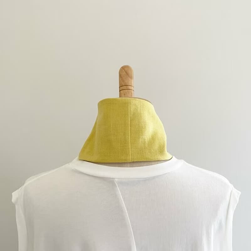 ターバンにもなるスカーフ　使い方色々　日本製上質コットン素材　ネッククーラー　ヘアバンド　自然素材　無地　レモンイエロー　保冷剤２個付き