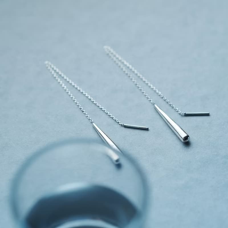ロング ドロップ チェーン ピアス シルバー925