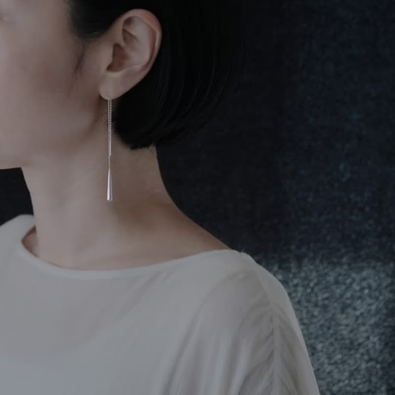 ロング ドロップ チェーン ピアス シルバー925