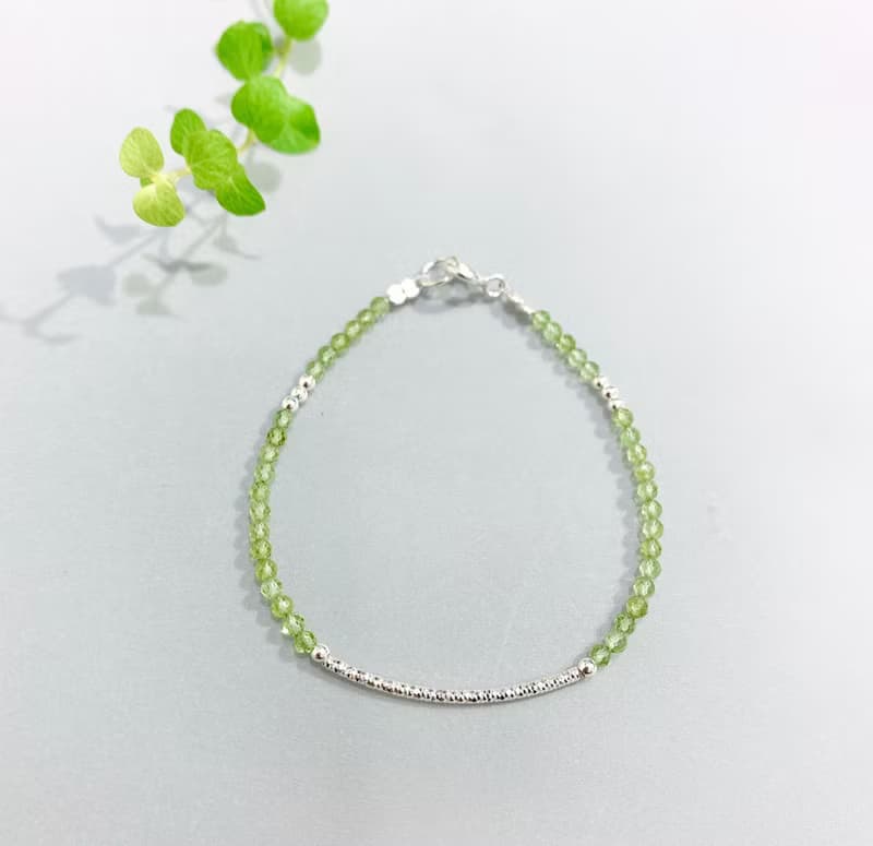 Ops silver bracelet -手工/限定/綠橄欖/簡約/極細/禮物/純銀