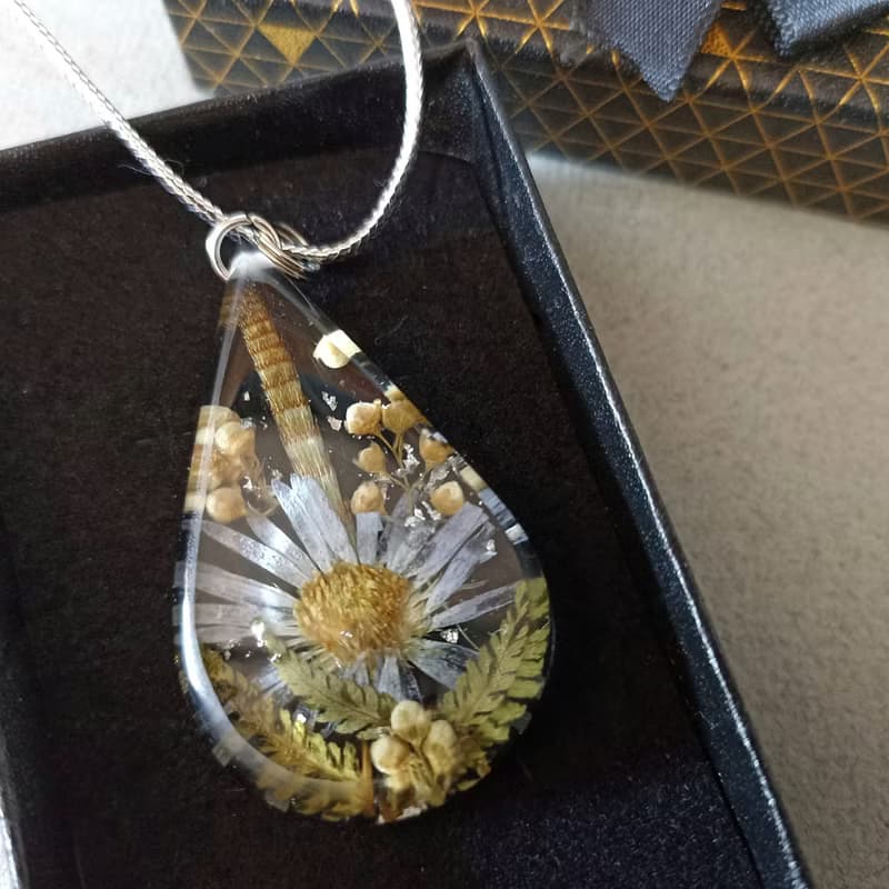 Flower necklace resin Flower jewelry Pressed flower pendant 生日禮物 項鍊