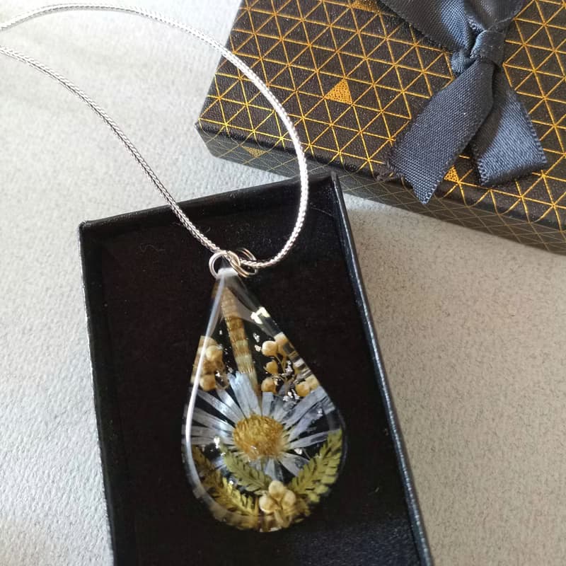 Flower necklace resin Flower jewelry Pressed flower pendant 生日禮物 項鍊