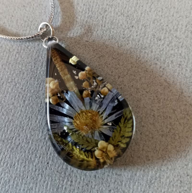 Flower necklace resin Flower jewelry Pressed flower pendant 生日禮物 項鍊