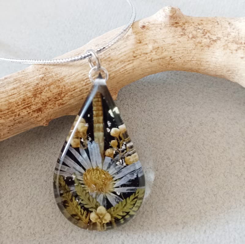 Flower necklace resin Flower jewelry Pressed flower pendant 生日禮物 項鍊