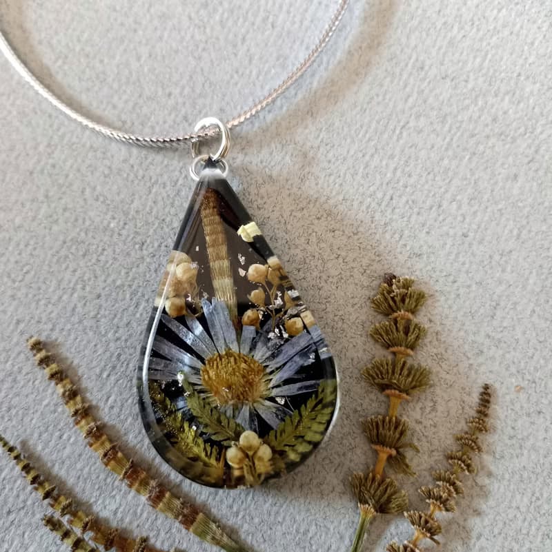 Flower necklace resin Flower jewelry Pressed flower pendant 生日禮物 項鍊