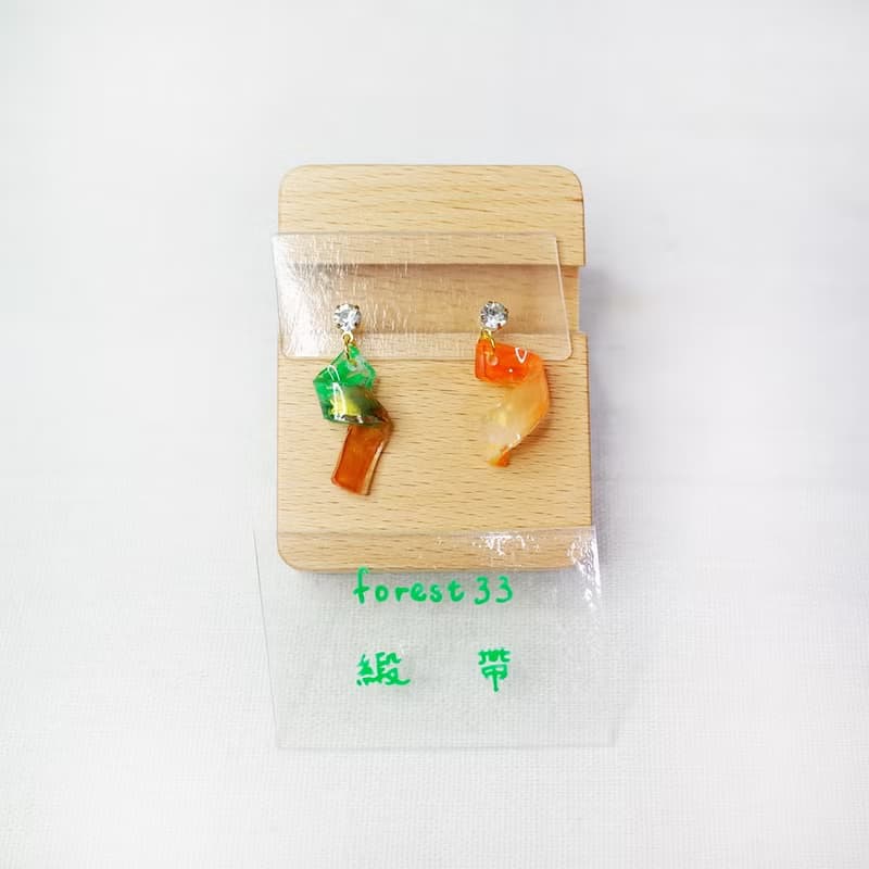 緞帶 手繪貼耳耳環 耳夾/耳針