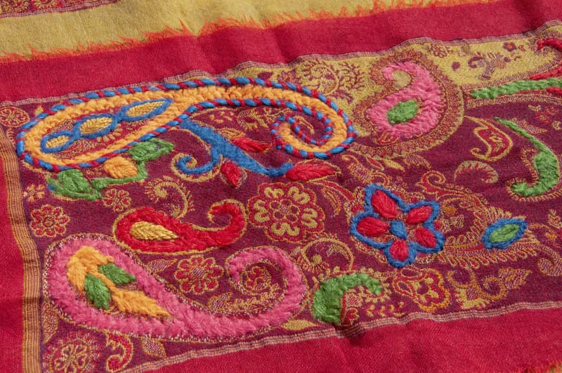 喀什米爾Cashmere/水煮羊毛披肩/針織圍巾/刺繡圍巾/羊絨披巾-花