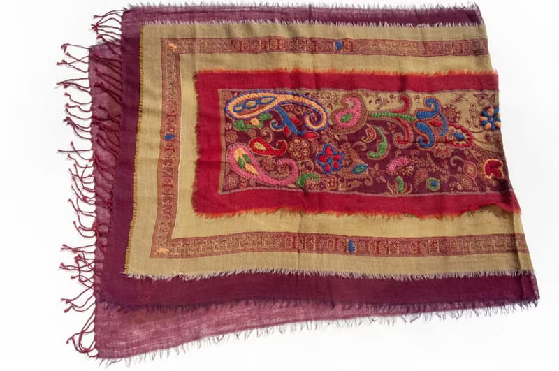 喀什米爾Cashmere/水煮羊毛披肩/針織圍巾/刺繡圍巾/羊絨披巾-花
