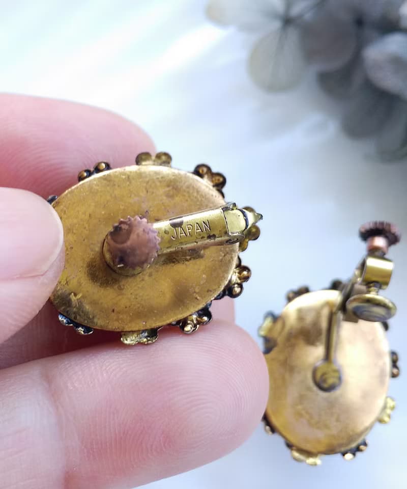 Vintage Jewelry 西洋古董飾品 日本製 優雅 紫鑽 紫紋 夾式耳環