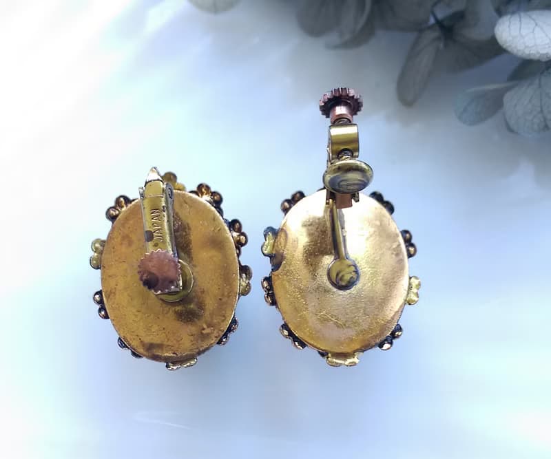 Vintage Jewelry 西洋古董飾品 日本製 優雅 紫鑽 紫紋 夾式耳環