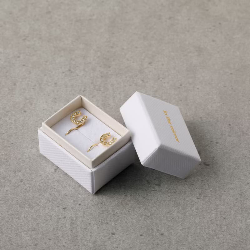 horseshoe loop-fit earring PG　ループフィットイヤリング　馬蹄　ラインストーン　ピンクゴールド