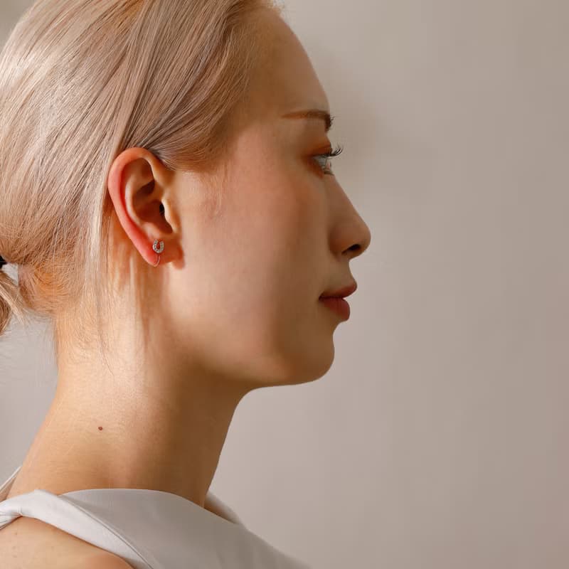 horseshoe loop-fit earring PG　ループフィットイヤリング　馬蹄　ラインストーン　ピンクゴールド