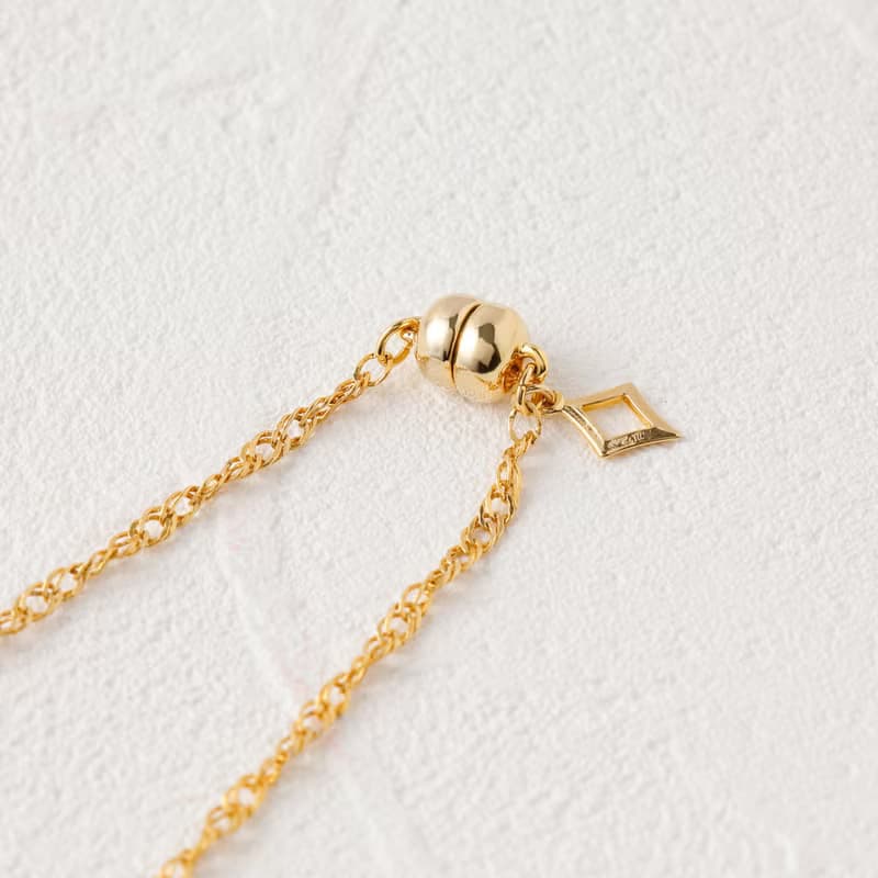 mesh chain magnet necklace GD ニッケルフリー マグネットネックレス 着脱簡単　シンプルチェーンネックレス　ゴールド