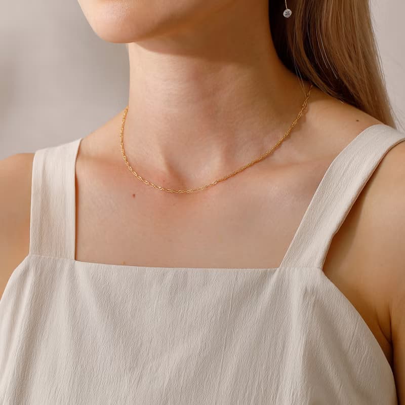 mesh chain magnet necklace GD ニッケルフリー マグネットネックレス 着脱簡単　シンプルチェーンネックレス　ゴールド