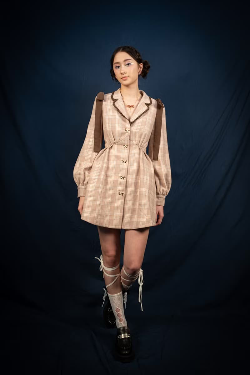 蝴蝶結綁帶連衣裙/外套 (草莓巧克力/咖啡拿鐵)