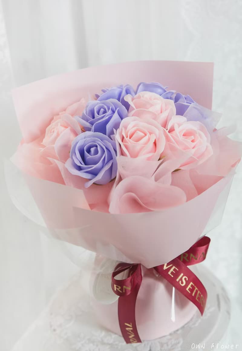 粉玫瑰花束/香皂花束/香皂花/生日花束/情人節花束/驚喜禮物/花束