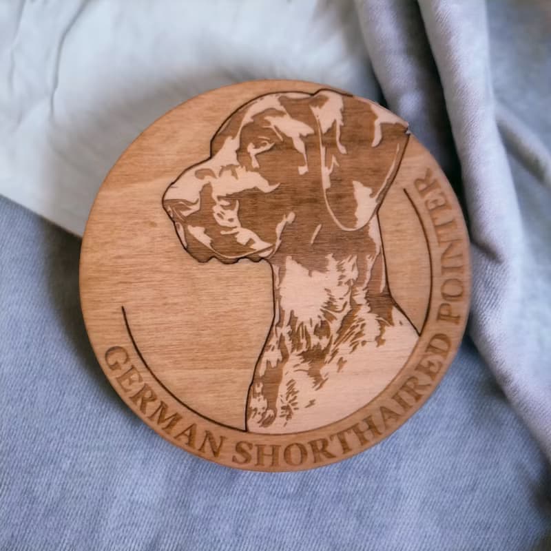 German Shorthaired Pointer Wooden Coaster Set –  Ideal Gifts for Dog Lovers