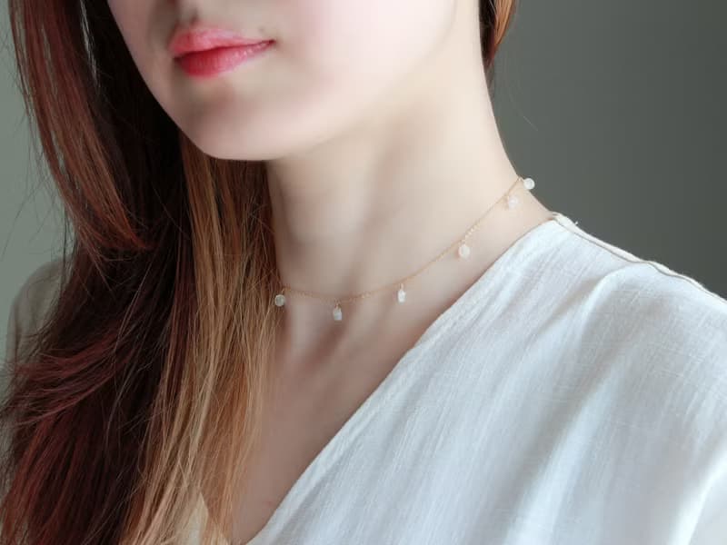 14kgf- rainbowmoon stone bracelet & short necklace