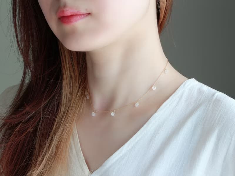 14kgf- rainbowmoon stone bracelet & short necklace