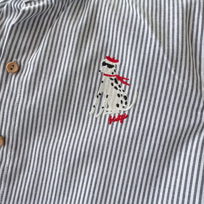 刺绣衬衫 (Embroidery Shirt) : 黑色条纹 (Stripe) : 斑点狗