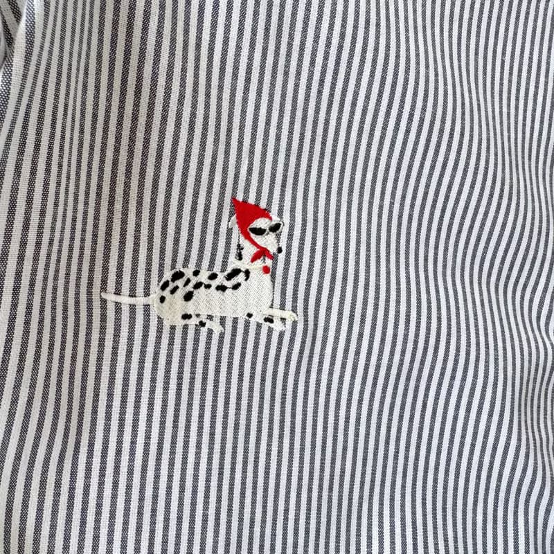 刺绣衬衫 (Embroidery Shirt) : 黑色条纹 (Stripe) : 斑点狗