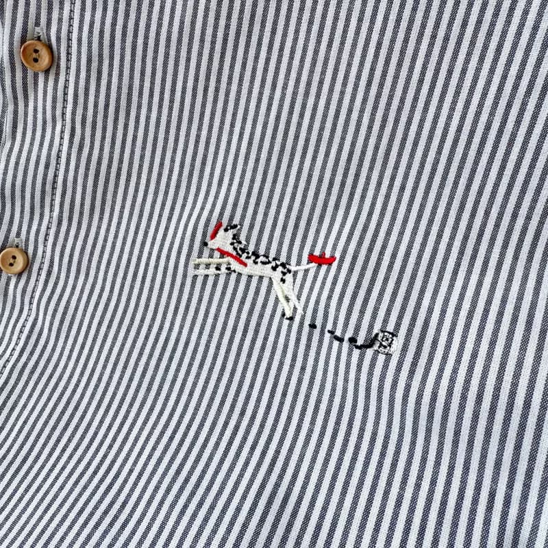 刺绣衬衫 (Embroidery Shirt) : 黑色条纹 (Stripe) : 斑点狗