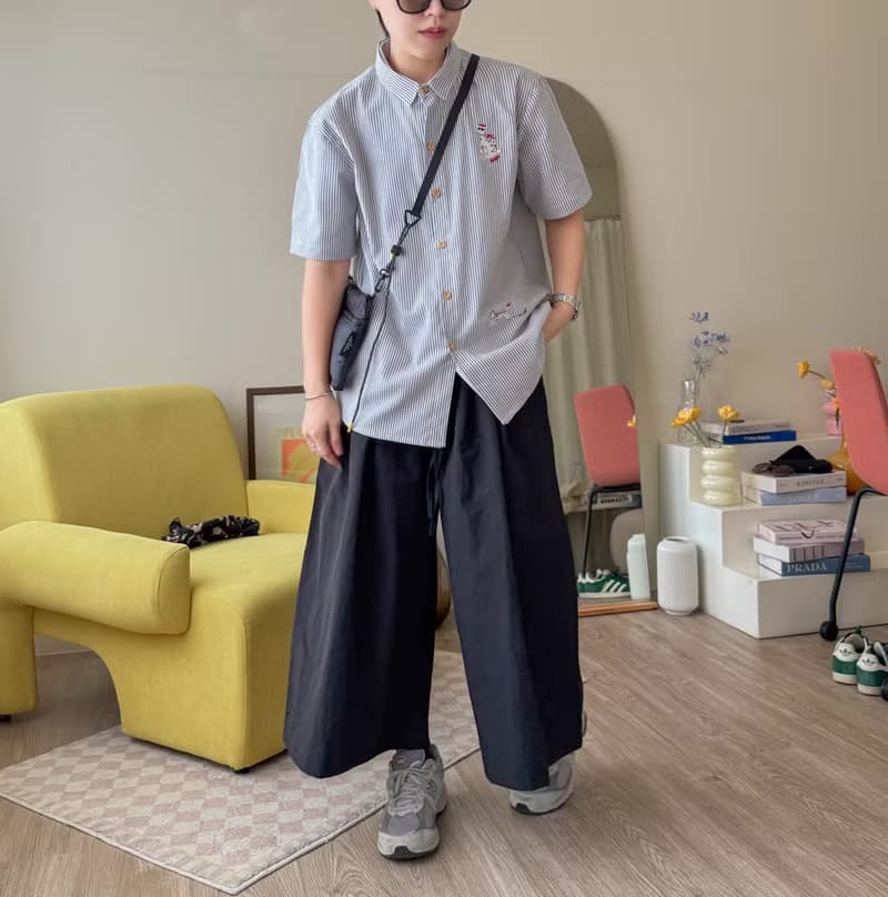 刺绣衬衫 (Embroidery Shirt) : 黑色条纹 (Stripe) : 斑点狗