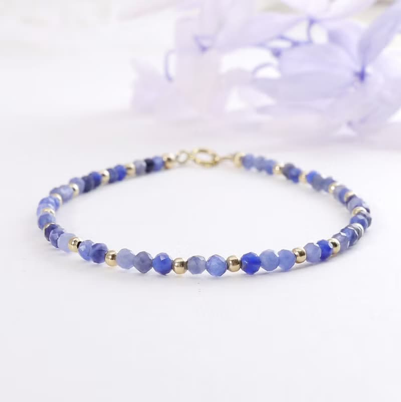 藍紋石 / 蘇打石 / 方納石 14KGF 2MM 極細天然石手鍊