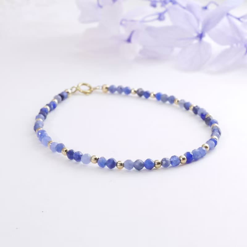 藍紋石 / 蘇打石 / 方納石 14KGF 2MM 極細天然石手鍊