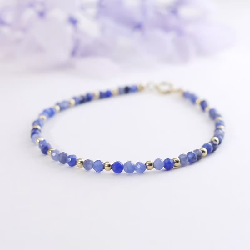 藍紋石 / 蘇打石 / 方納石 14KGF 2MM 極細天然石手鍊