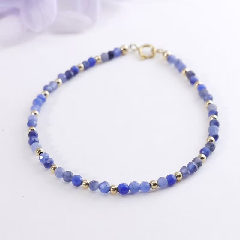 藍紋石 / 蘇打石 / 方納石 14KGF 2MM 極細天然石手鍊