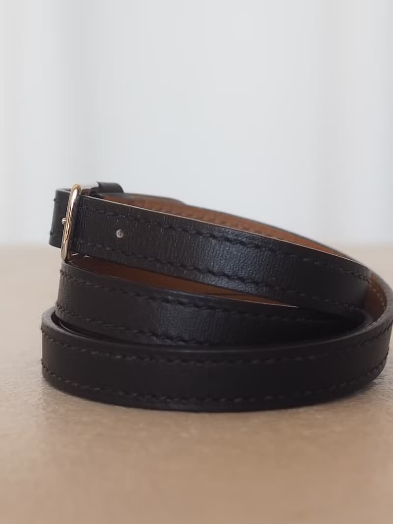 HERMES エスメス エトリヴィエール ブレスレット マルジェラ ブラック レザー シルバー ヴィンテージ
