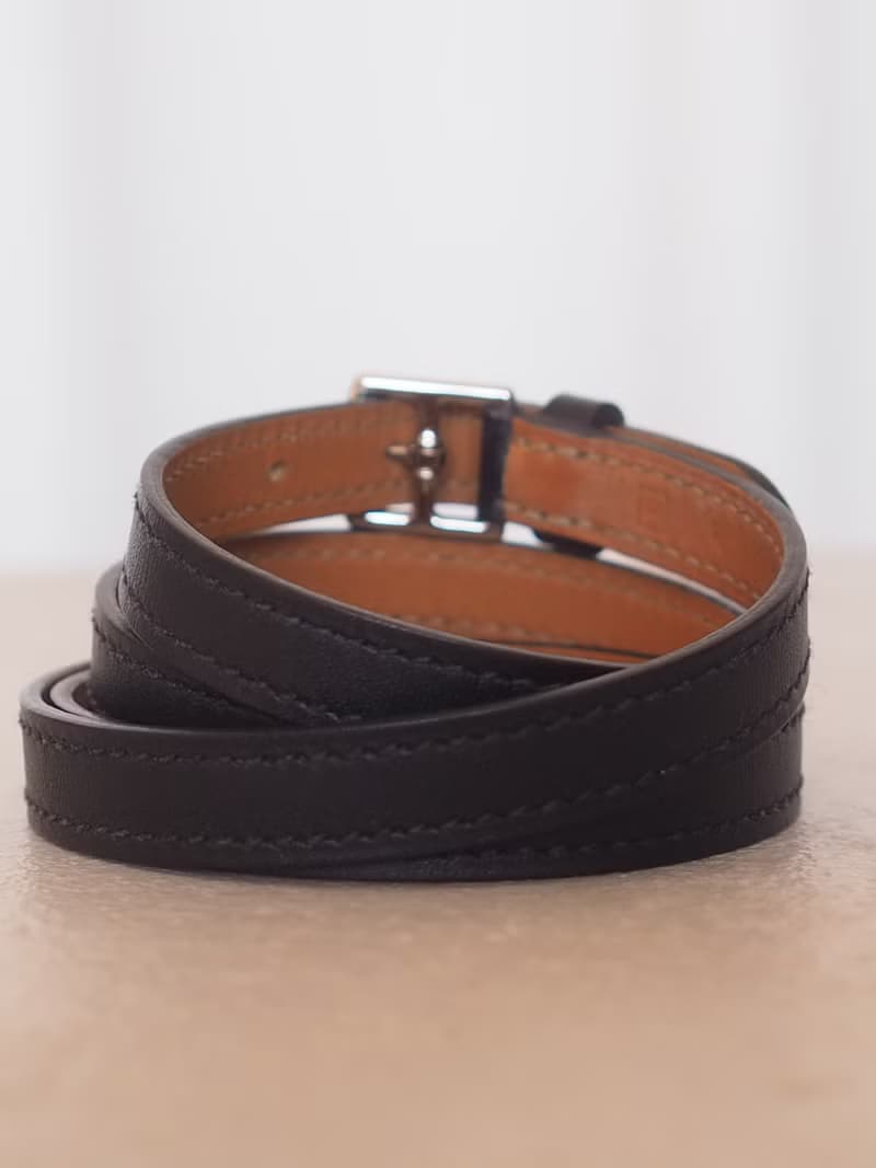 HERMES エスメス エトリヴィエール ブレスレット マルジェラ ブラック レザー シルバー ヴィンテージ