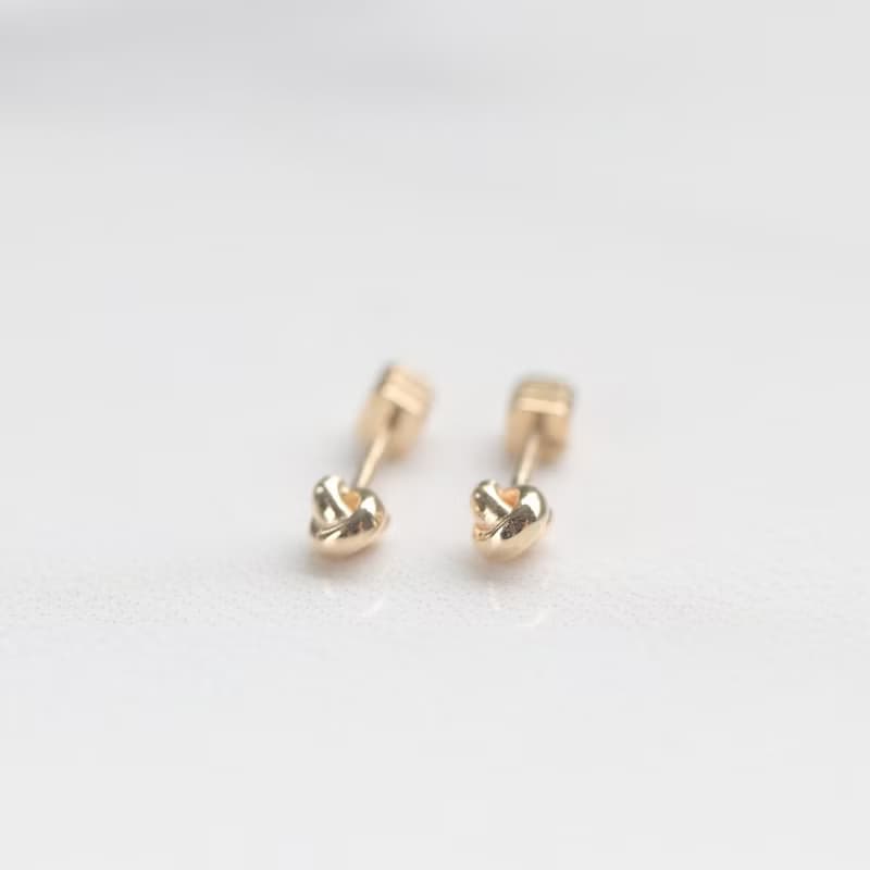 純14K  金豆豆鎖珠耳環 (單個)耳骨 耳窩 不退色