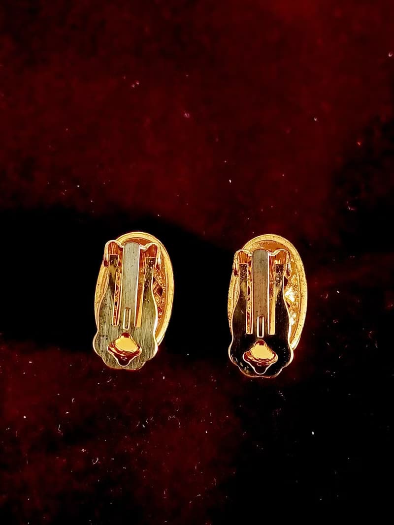 vintage jewelry  典雅立體金色交織網狀  夾式耳環
