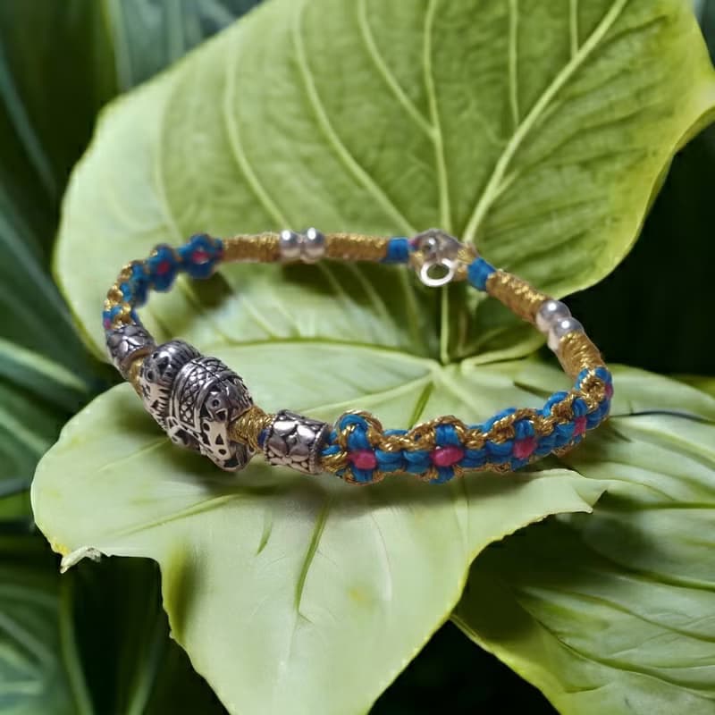 925純銀手鍊 蠶絲蠟線幸運繩