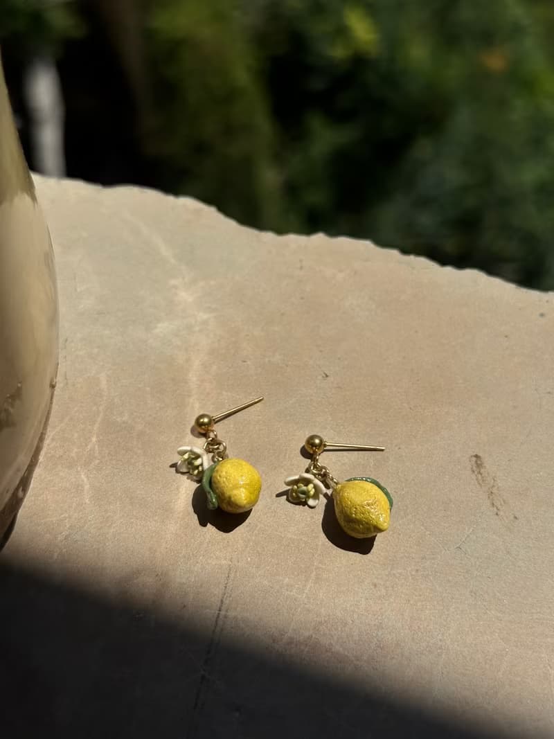 西西里的黃檸檬 耳環  不鏽鋼鍍金耳針 姿婷 TzuTing