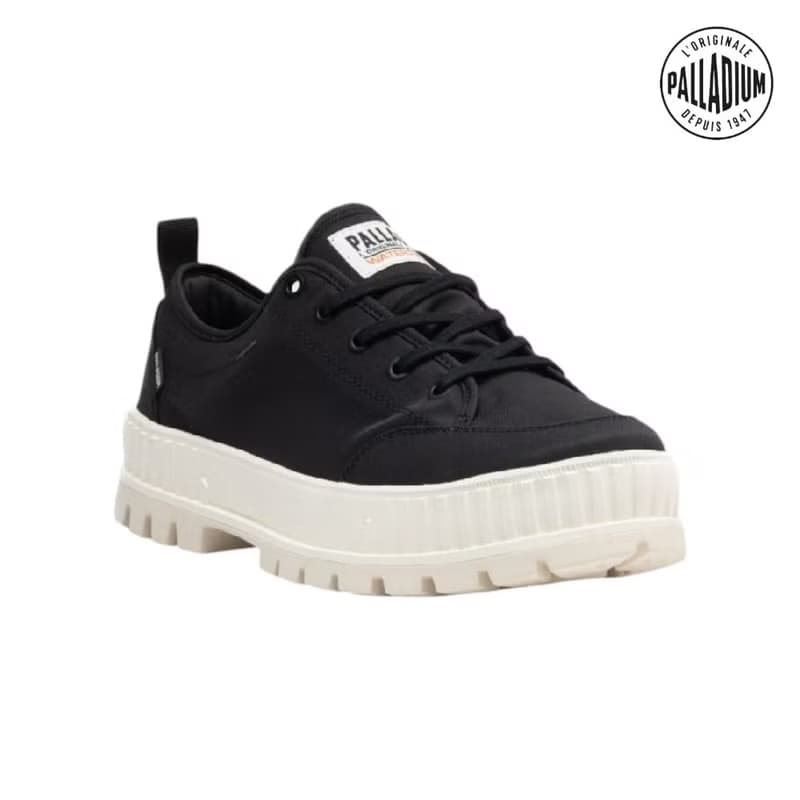 PALLADIUM PALLASHOCK LO WP+厚底巧克力低筒防水鞋 黑白 74408