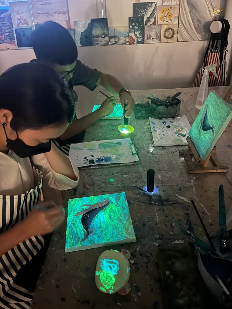 【體驗】鯨魚星座 夜光畫 油畫課程 生日禮物  無繪畫基礎可學