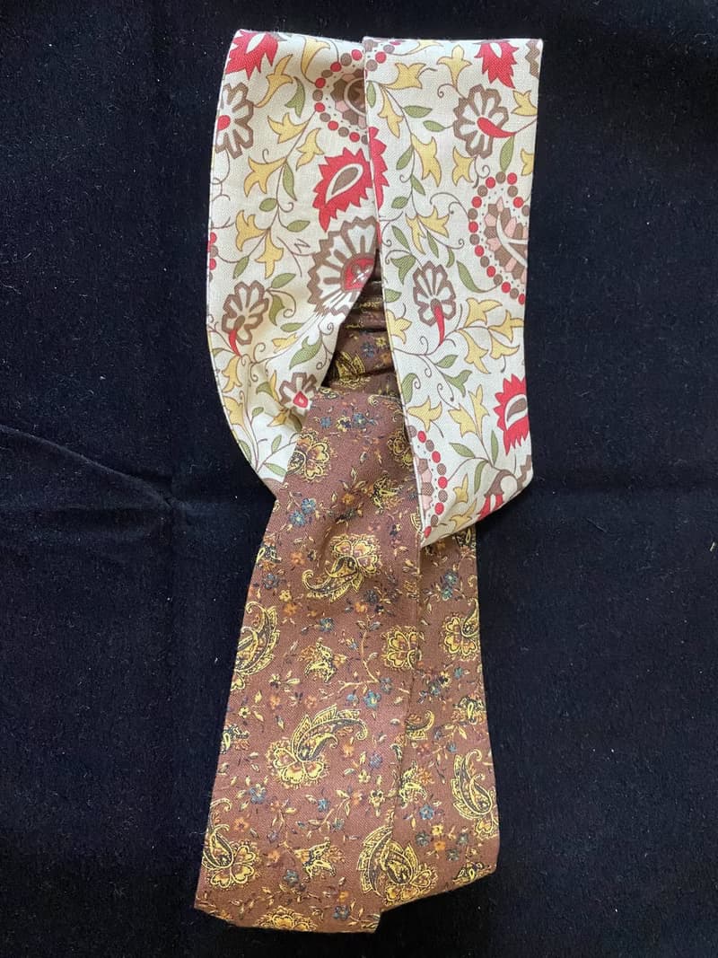 巧克力馬賽/雙色扭結髮帶/日本印花布