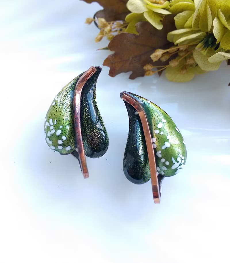 Vintage Jewelry 西洋古董飾品 MATISSE Renoir 心形葉 夾式耳環