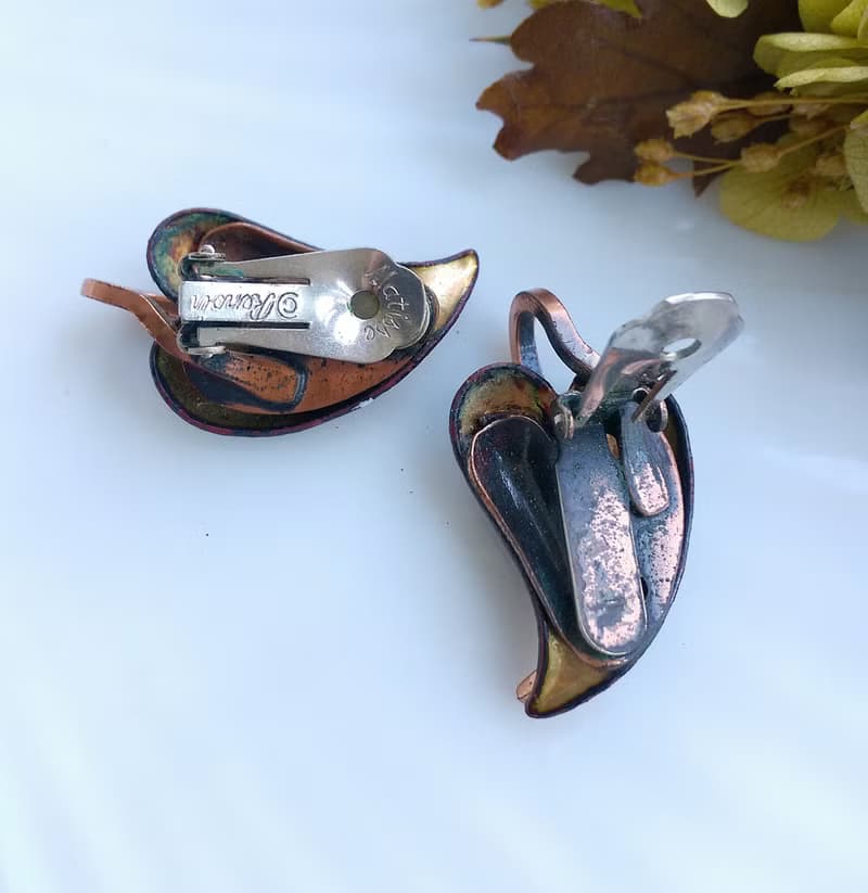 Vintage Jewelry 西洋古董飾品 MATISSE Renoir 心形葉 夾式耳環
