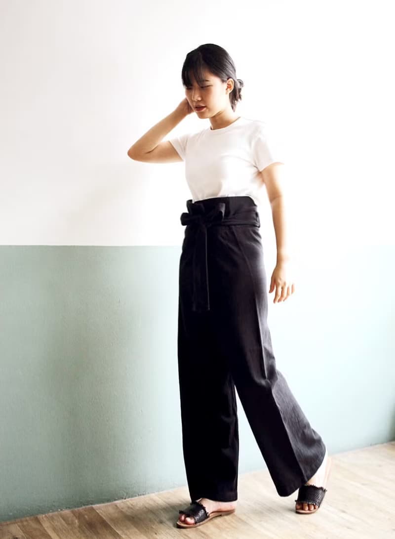 Pahn : Black Cotton Wrapped Pants