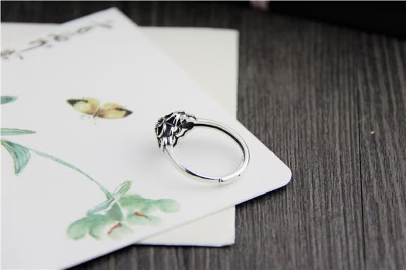 Real S 925 Thai Sterling Silver Women Handmade Flower Rings Vintage Ethnic Open